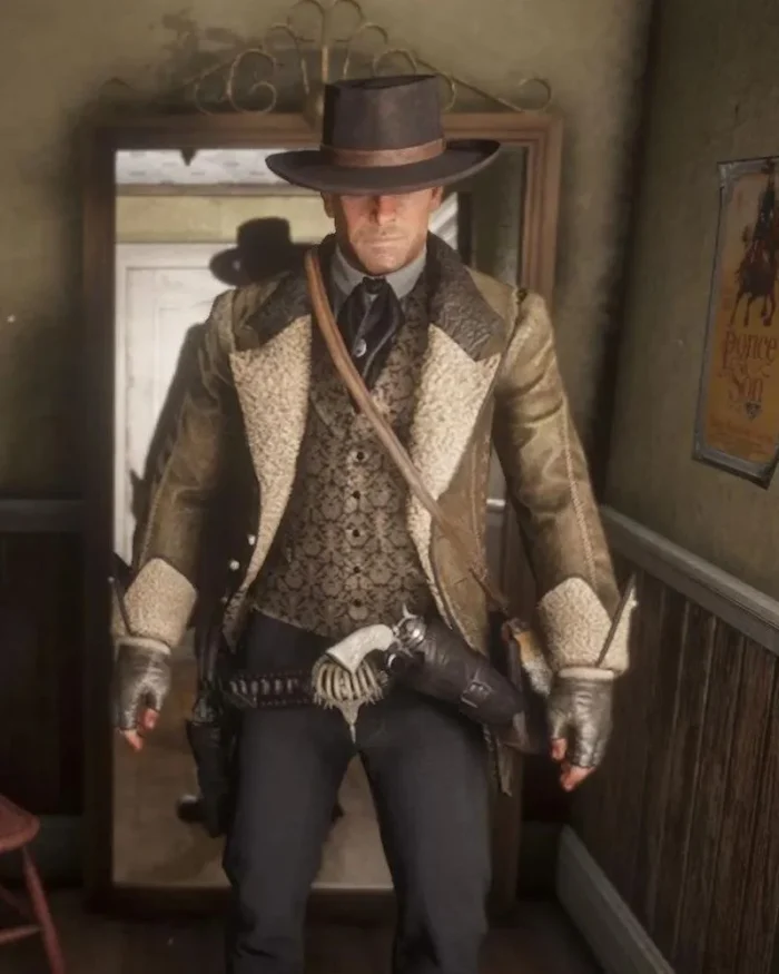 RDR2 Cougar Cutaway Green Leather Coat