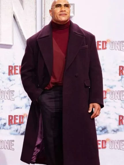 Dwayne Johnson Red One 2024 Burgundy Coat