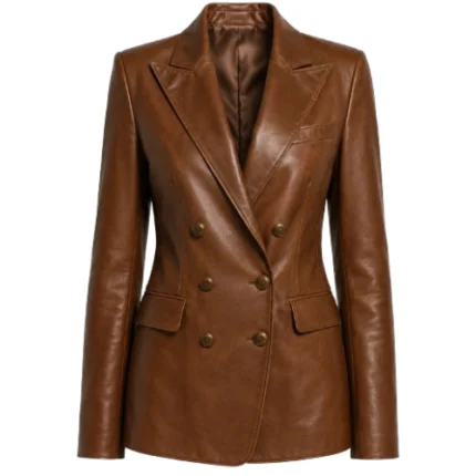 Dutton Ranch Annette Bening Brown Leather Blazer