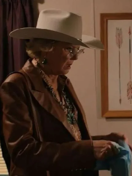 Dutton Ranch Annette Bening Brown Leather Blazer