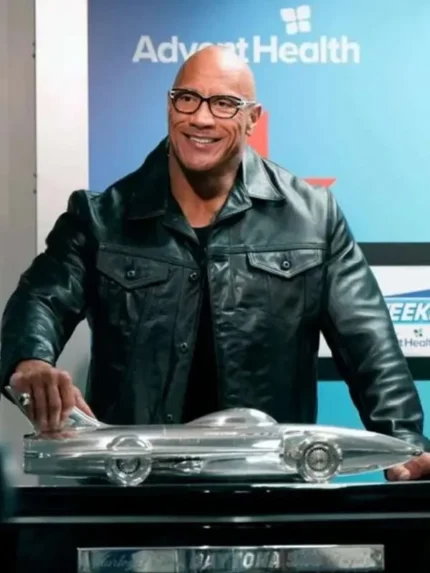 Dwayne Johnson Daytona 500 Black Leather Jacket