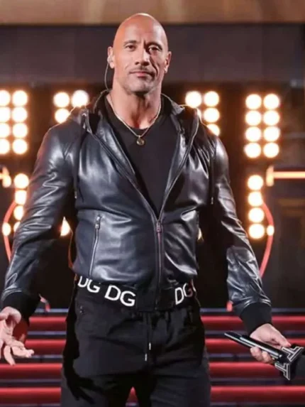 Dwayne Johnson The Titan Games Black Leather Jacket