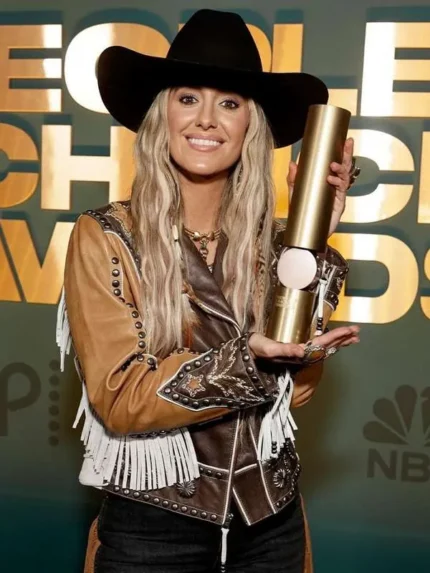 Lainey Wilson People’s Choice Awards Brown Leather Jacket