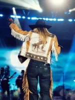 Lainey Wilson People’s Choice Awards Brown Leather Jacket