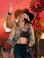 Lainey Wilson People’s Choice Awards Brown Leather Jacket