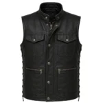 Luke Grimes Marshals Black Leather Vest