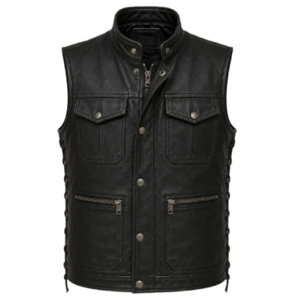 Luke Grimes Marshals Black Leather Vest