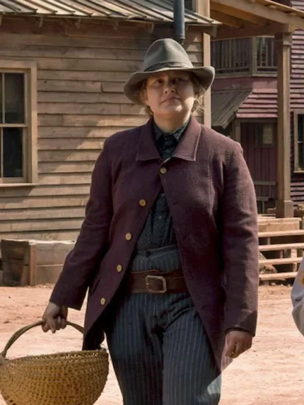 Merritt Wever Godless Maroon Wool Jacket