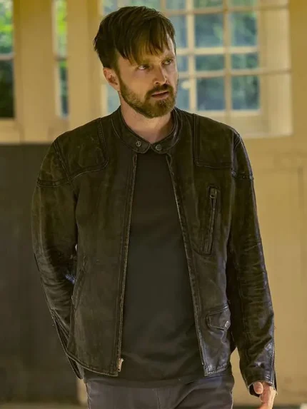 Westworld Aaron Paul S04 Distress Black Leather Jacket
