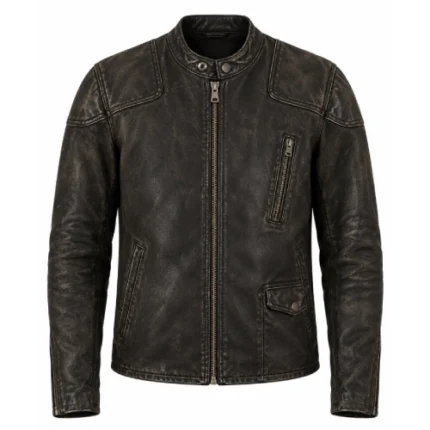 Westworld Aaron Paul S04 Distress Black Leather Jacket