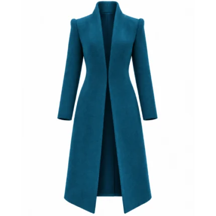 Westworld S04 Evan Rachel Wood Blue Wool Coat