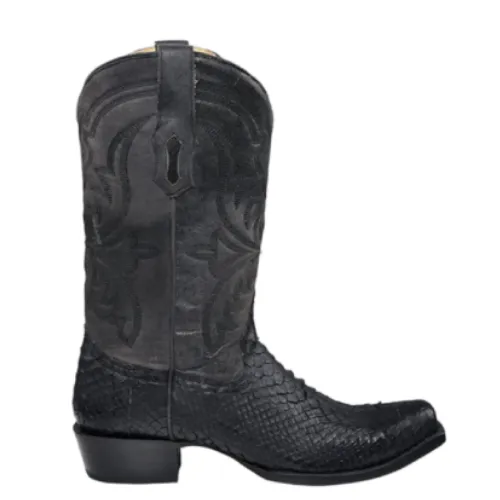 black leather cowboy boots