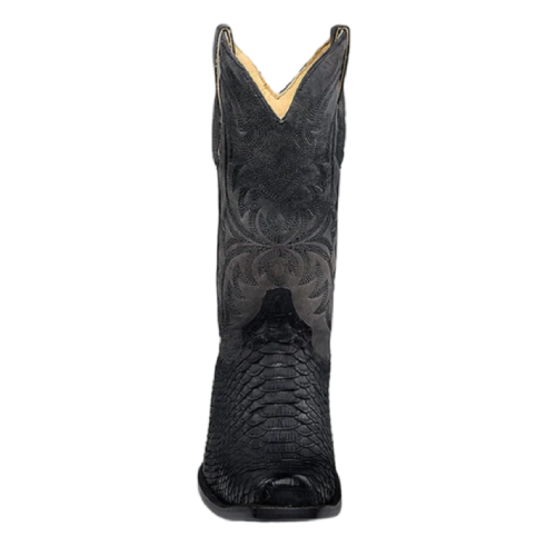black leather cowboy boots