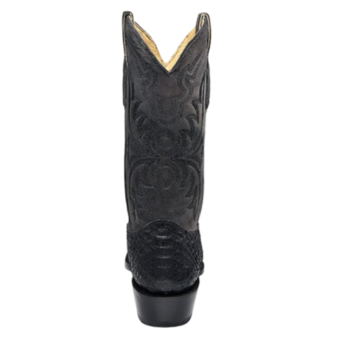 black leather cowboy boots
