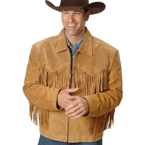 Western Suede Style Cowboy Brown Leather Jacket