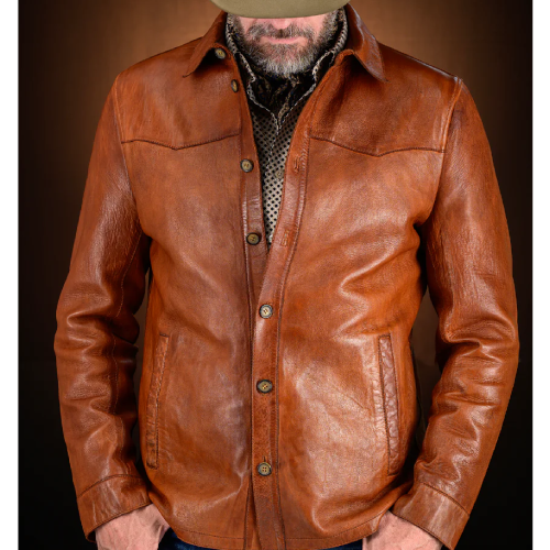 brown leather jacket