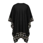 Border Print Cowboy Black Wool Poncho