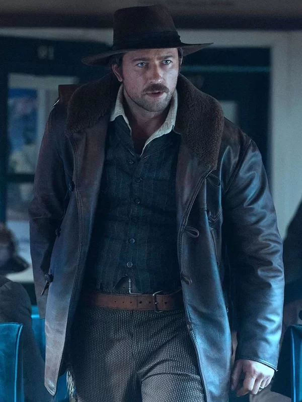 1923 Brandon Sklenar Cowboy Brown Leather Coat